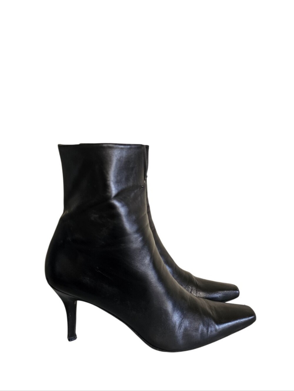 Stuart Weitzman Boots Women 8 Black Leather Pointed Square Toe Classic Timeless